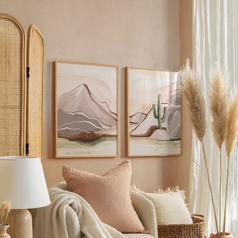 Pikturë muri në kornizë Beniz, diptyque, print digjital, shumëngjyrëshe, 33x1.5x48cm