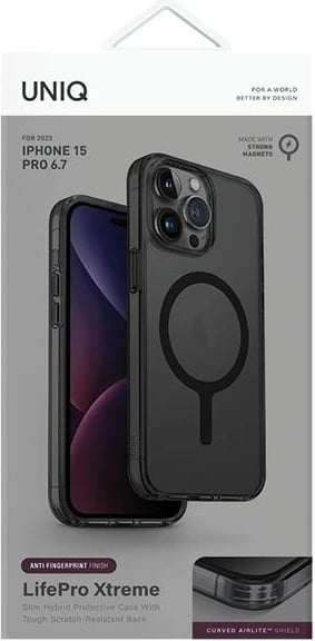 Mbështjellës UNIQ LifePro Xtreme Magclick për iPhone 15 Pro Max, i zi