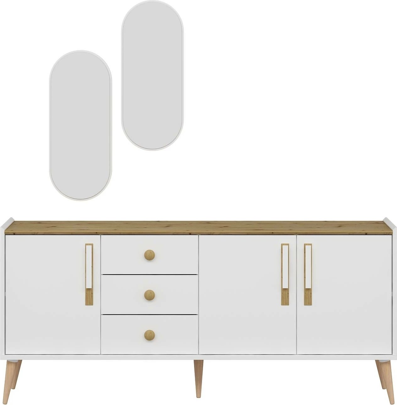 Konsolë Skye Decor, pasqyra Mitra, e bardhë Konsolë Skye Decor, pasqyra Mitra, e bardhë