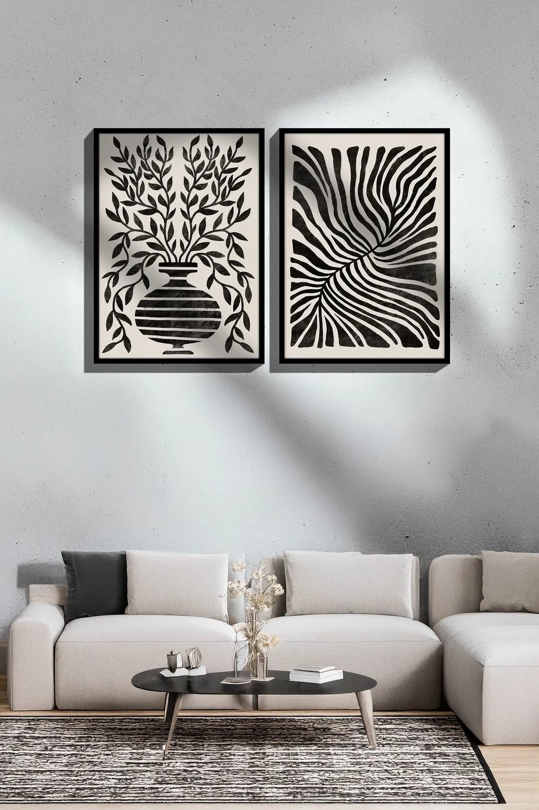 Pikturë dekorative me kornizë (2 copë), Wallity, Ersy2Lımodel26-Sıyah