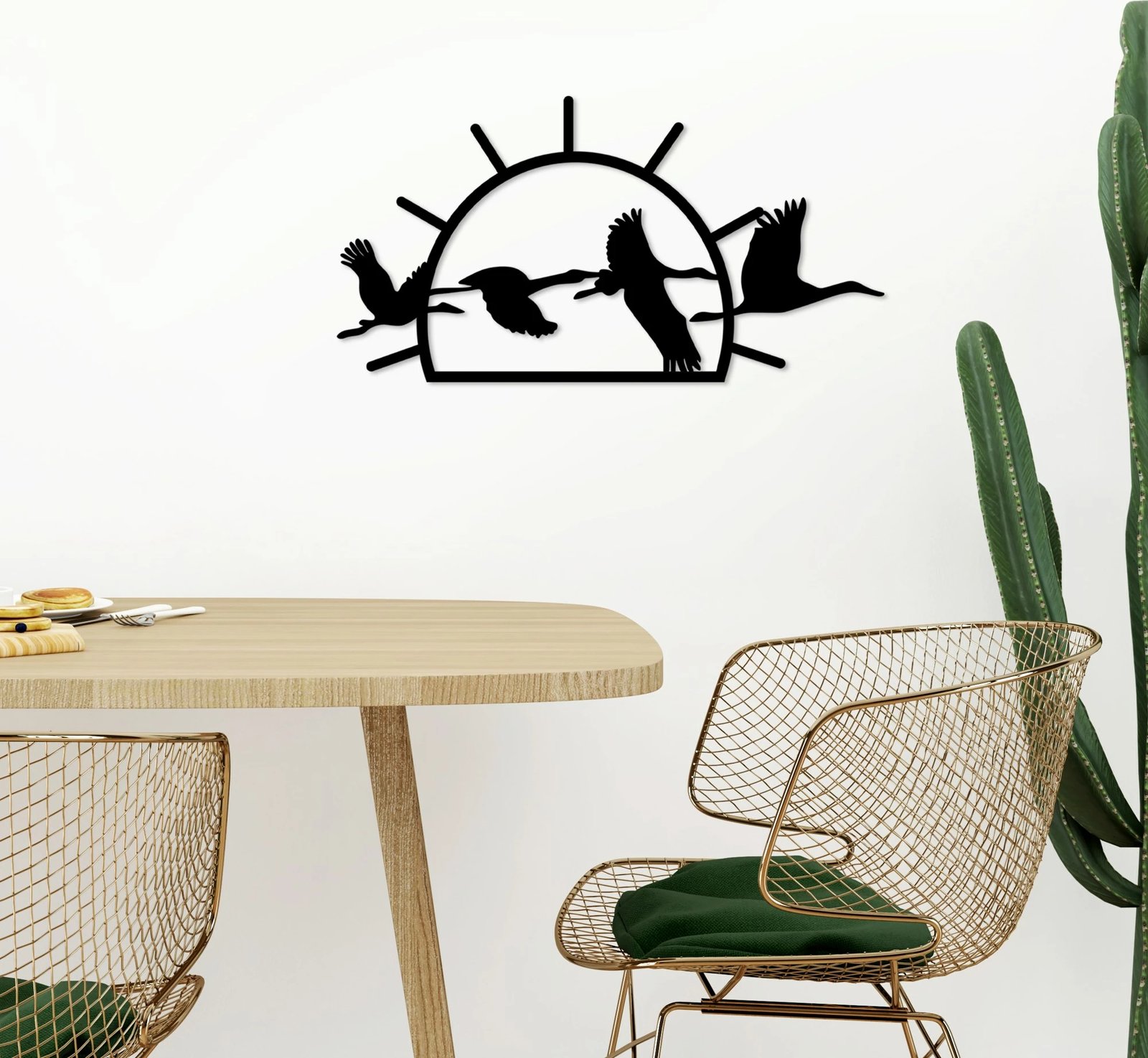 Aksesor dekorativ metalik për mur, zogj migrantë, Wallity, M