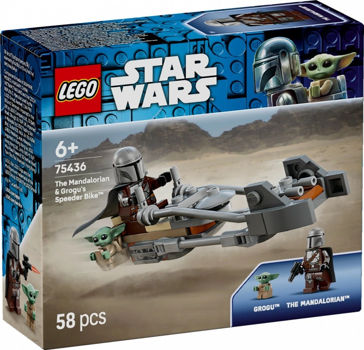 Set LEGO Star Wars 75436 Mandalorian Speeder me Grogu, 58 pjesë, moshat 6+, set i vogël