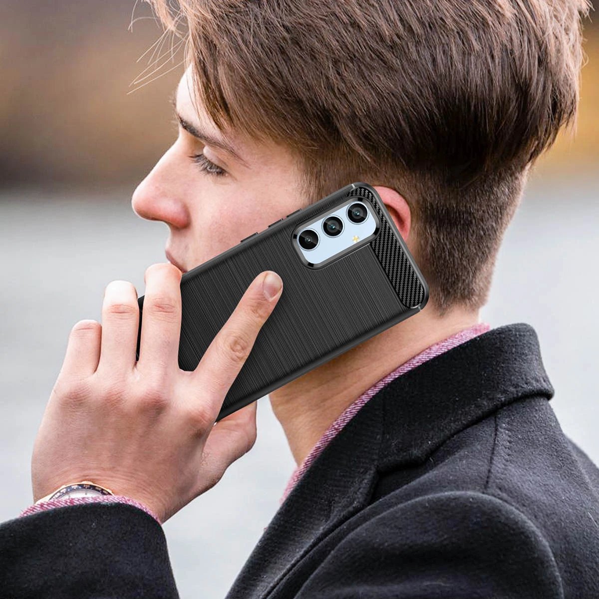 Mbështjellës Hurtel Carbon Case për Samsung Galaxy A54 5G, TPU, i zi