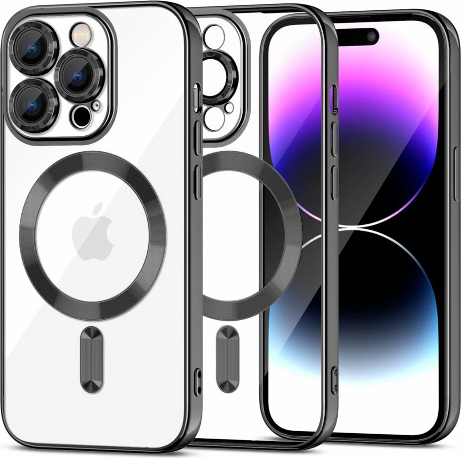 Mbështjellës Tech-Protect MagShine Line MagSafe për iPhone 15 Pro, i zi