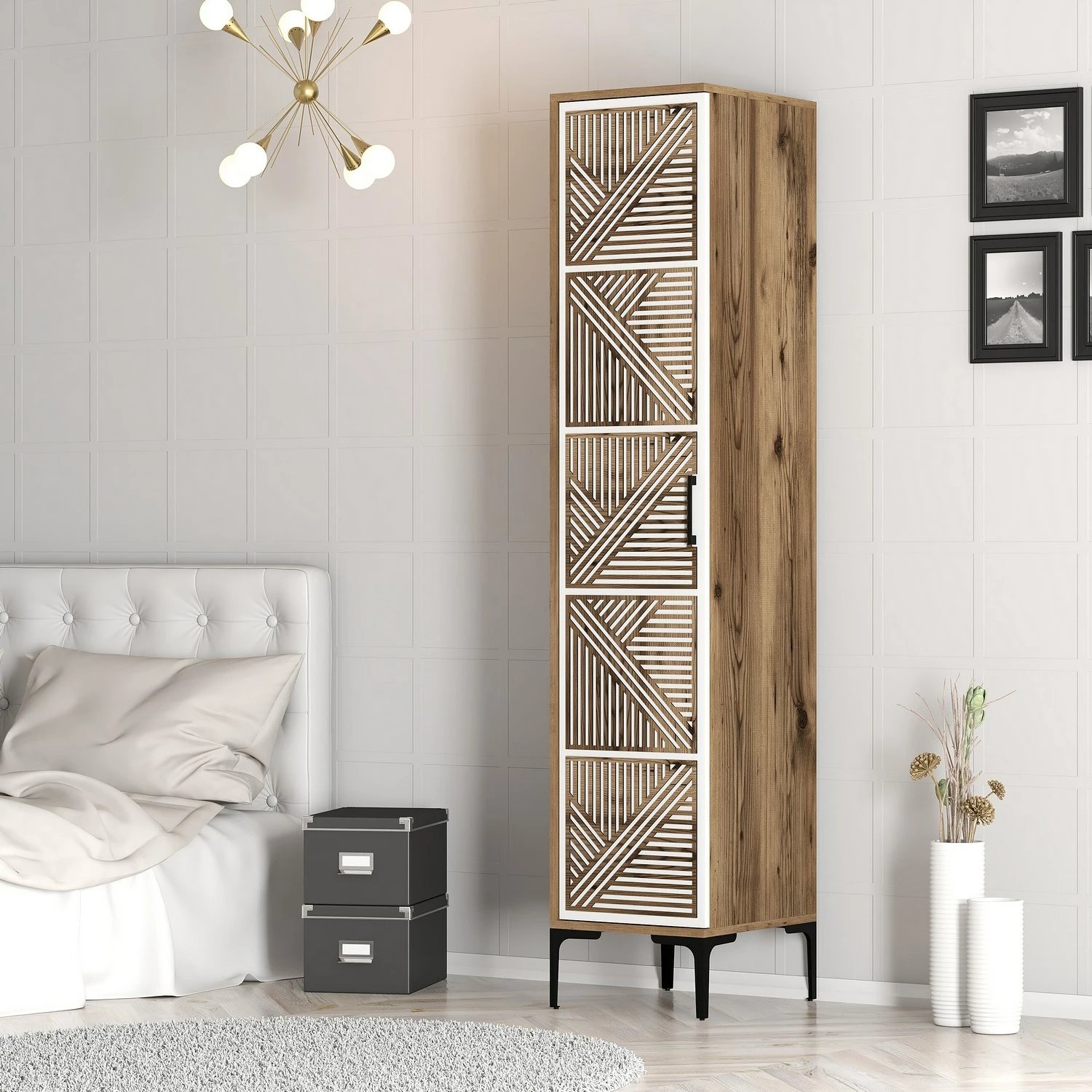 Dollap Hanah Home, Kumsal P, ngjyrë arre dhe e bardhë