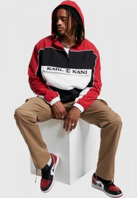 Xhaketë për meshkuj Karl Kani, Retro Block Windbreaker, e bardhë me të zi dhe të kuqe
