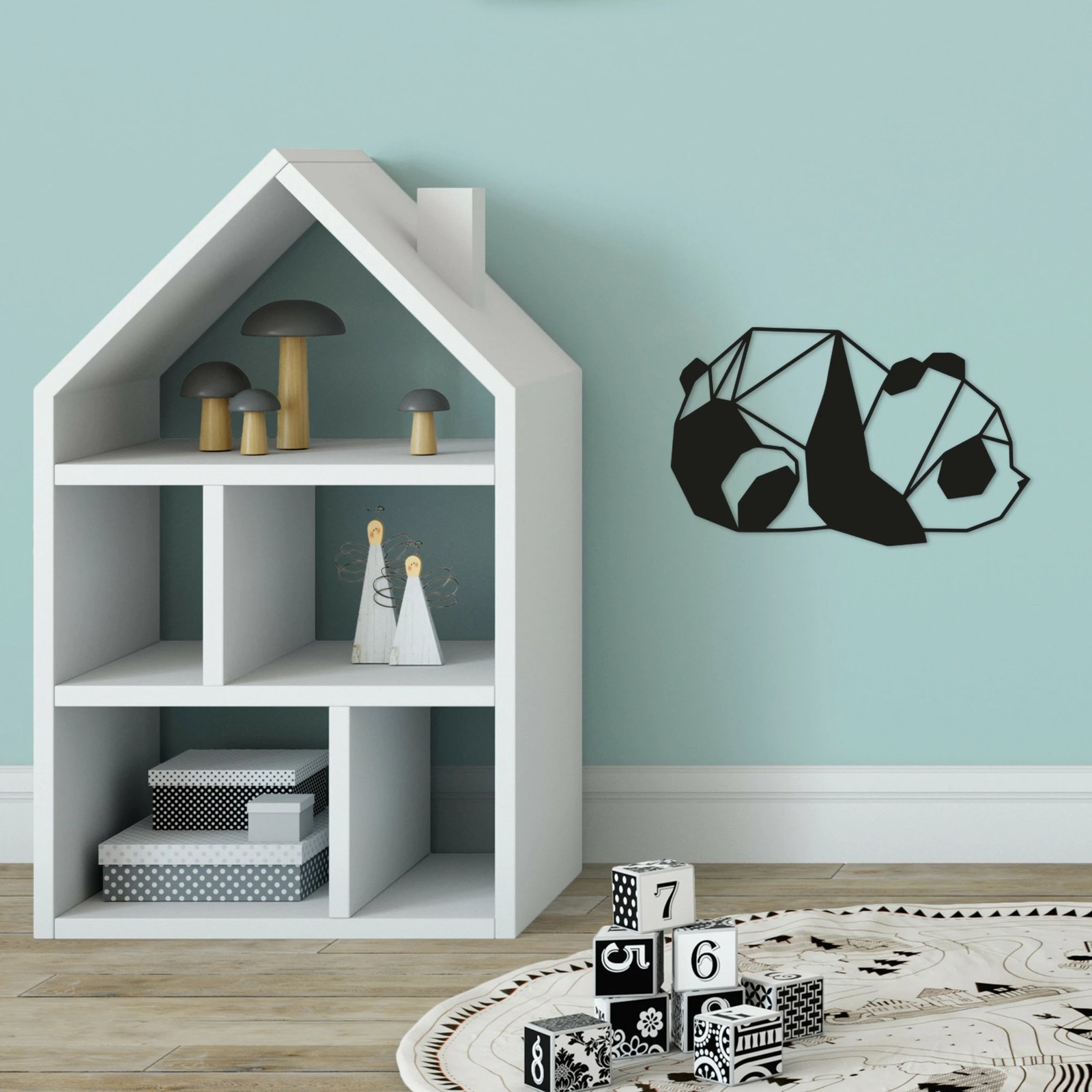 Aksesor dekorativ metalik për mur, panda, Wallity, ngjyrë e zezë, 52x31cm