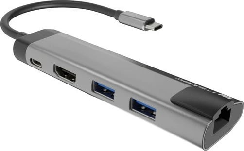 Docking station Natec Fowler Go NMP-1985, multiport USB-C, 2x USB 3.0, HDMI 4K, RJ45, Gri