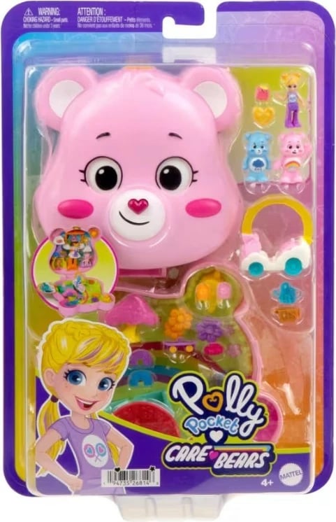 Set lodrash Polly Pocket Care Bears, Mattel JCC14, plastikë, për fëmijë, rozë