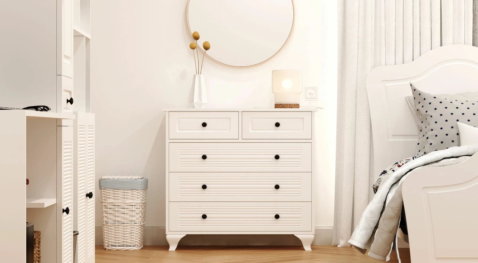 Komodë Skye Decor, ngjyrë e bardhë mat, Rb-119