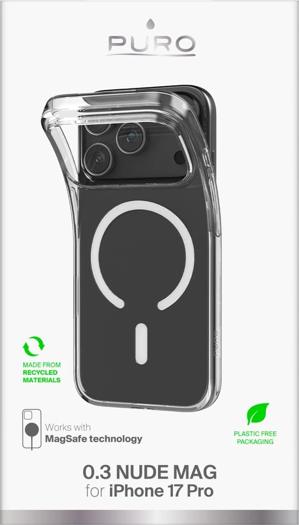 Mbështjellës Puro 0.3 MAG Ultra-Slim TPU për iPhone 17 Pro Max, Transparent