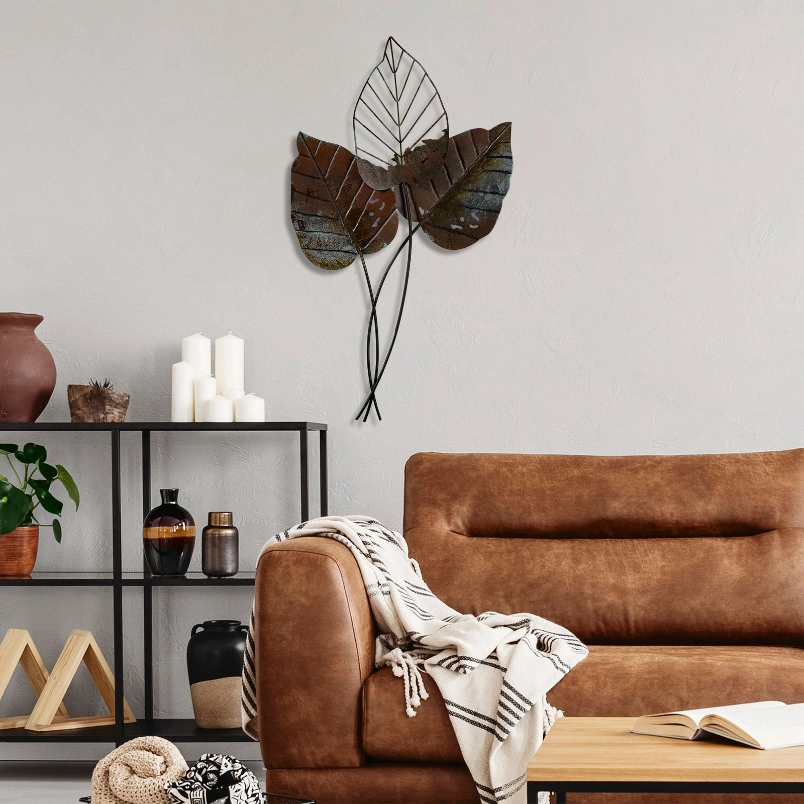 Aksesor dekorativ metalik për mur Wallity, Fall 3, ngjyrë kafe, 45x85cm