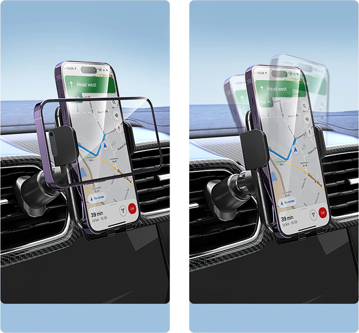 Mbajtës telefoni me karikues wireless Wozinsky WEDZ-3Y8S për veturë, 15W, i zi