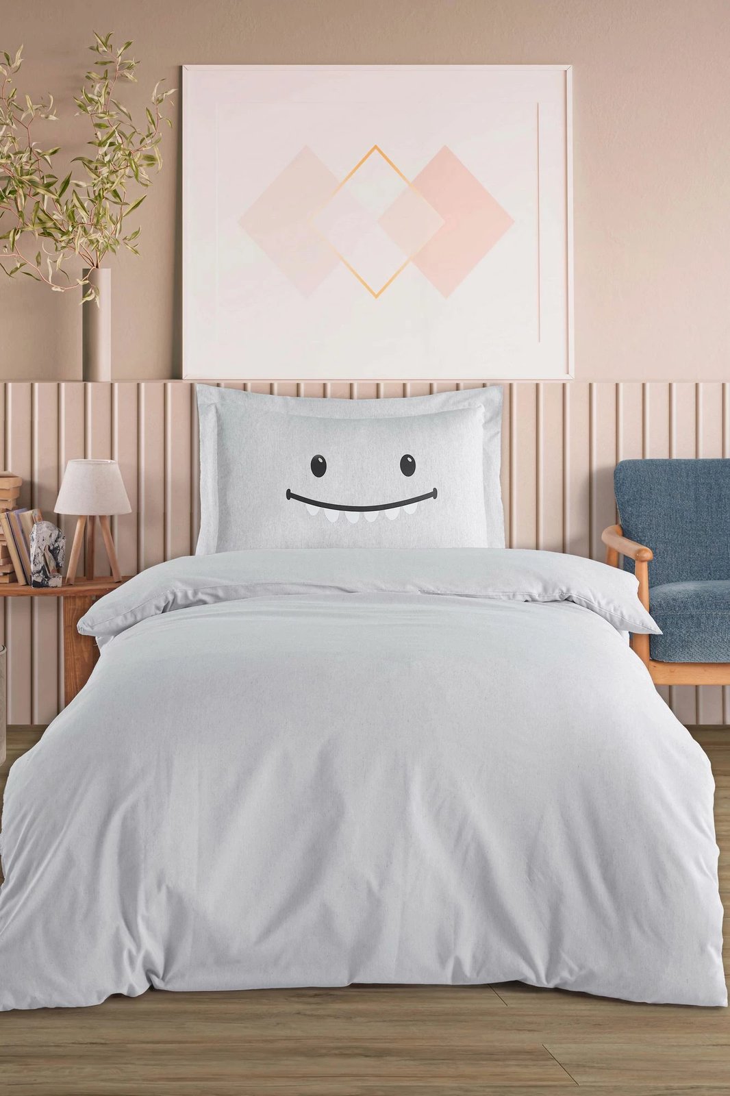 Set mbulesë për jorgan dopio, Lububu, ngjyrë gri