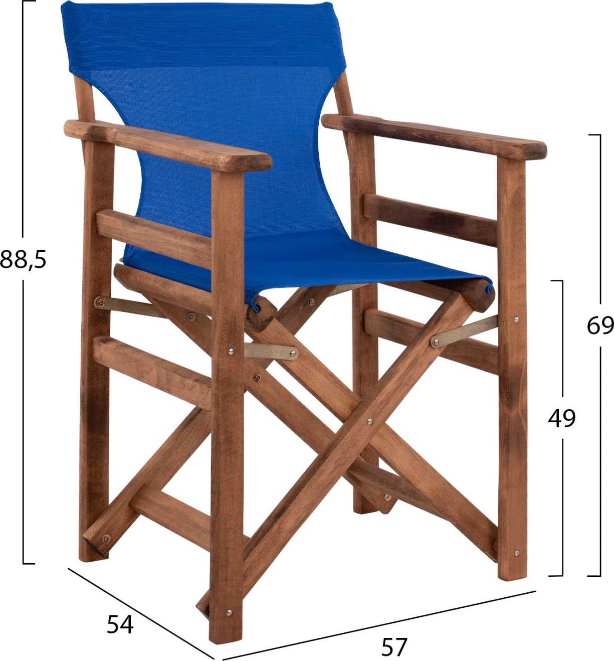 Karrige drejtorësh Limnos, ngjyrë arre, me tekstilene blu, FH10368.01