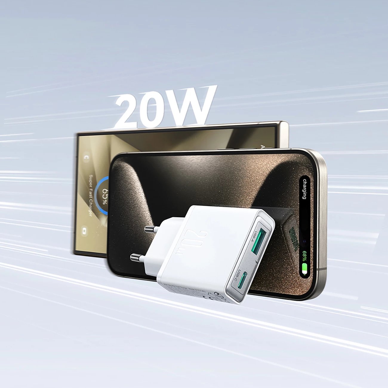 Karikues muri Joyroom JR-TCF14, 20W, 2 porta USB-A/USB-C, i bardhë
