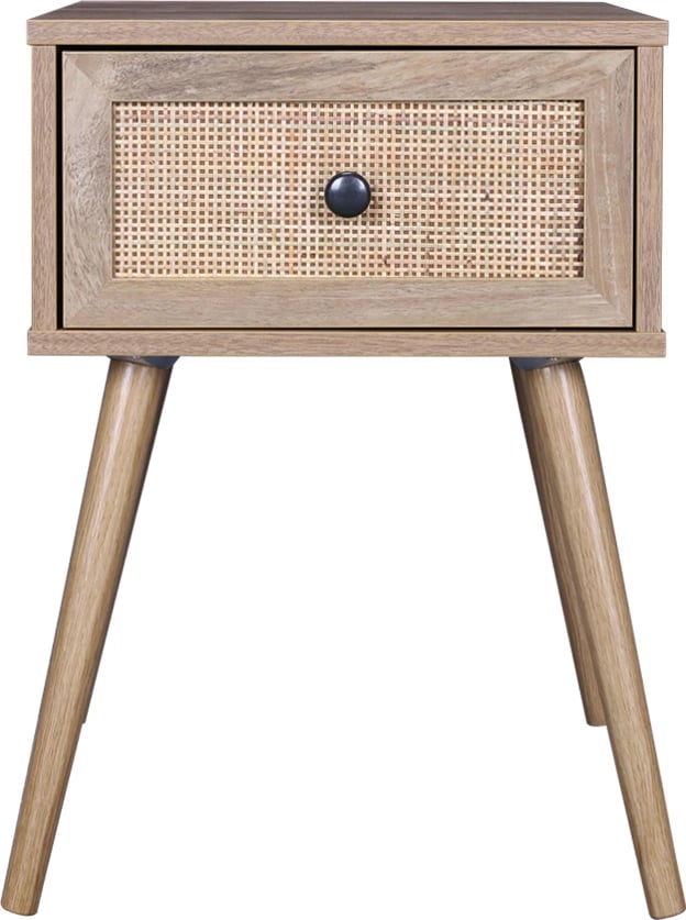 Komodinë natyrale me sirtar dhe ratan, AMMOS, 40x35x61