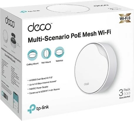 Sistem Wi-Fi Mesh TP-LINK Deco X50-PoE (3-pack), AX3000, i bardhë