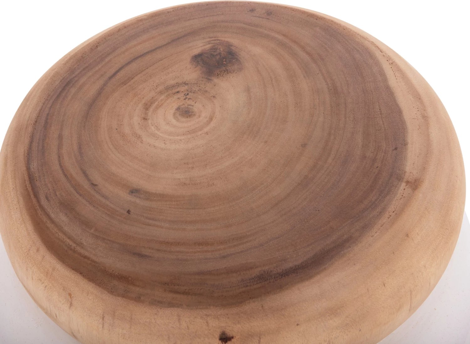 Tavolinë anësore PUFFAT, fibër-cement, ngjyrë e bardhë, sipërfaqe druri teak, FH18172.02, 45x46cm