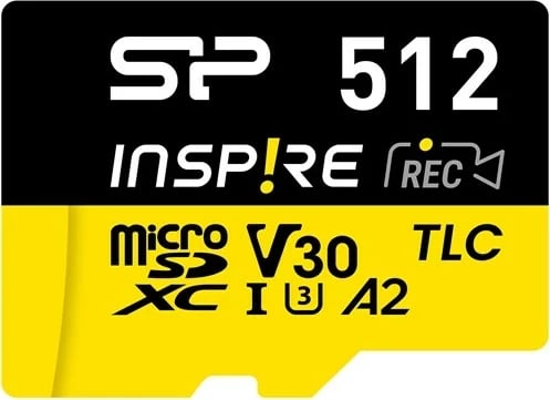Kartë memorie Silicon Power Inspire 512 GB MicroSDXC V30 UHS-I U3 A2 me adapter, e zezë