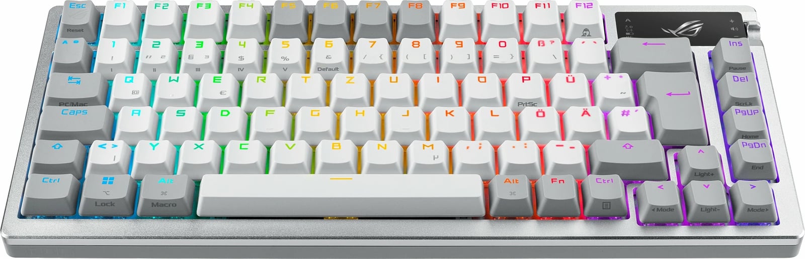 Tastierë mekanike ASUS ROG Azoth, 75%, RGB, Wired & Wireless, OLED, QWERTZ, e bardhë