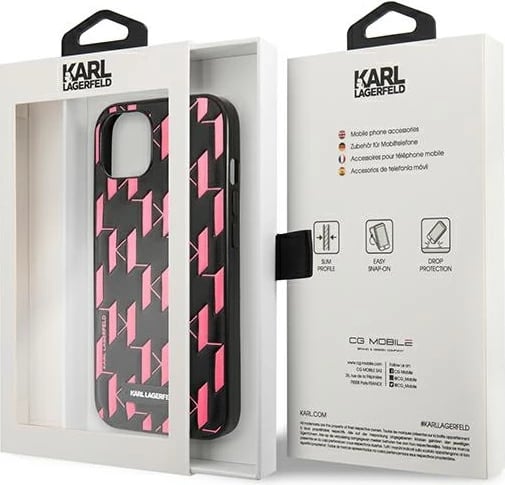 Mbështjellës Karl Lagerfeld KLHCP13SMNMP1P për iPhone 13 mini, hardcase, rozë