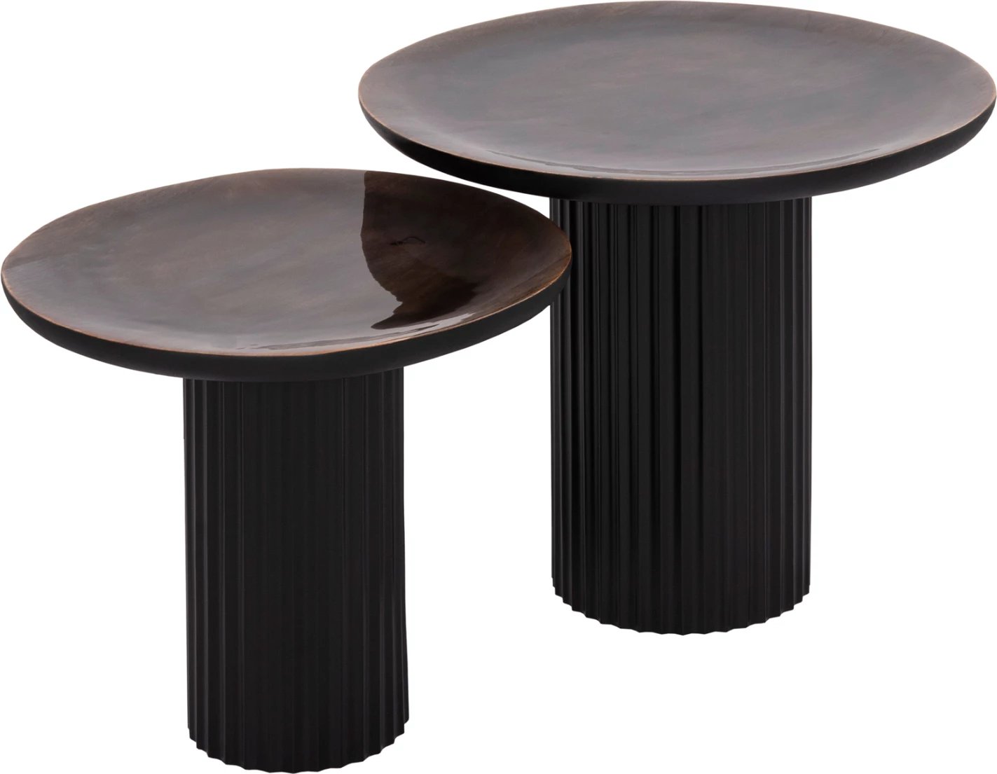 Tavolina kafeje 2 copë ELAF FH9999 dru mango, sipërfaqe të emaluara-baza hekuri