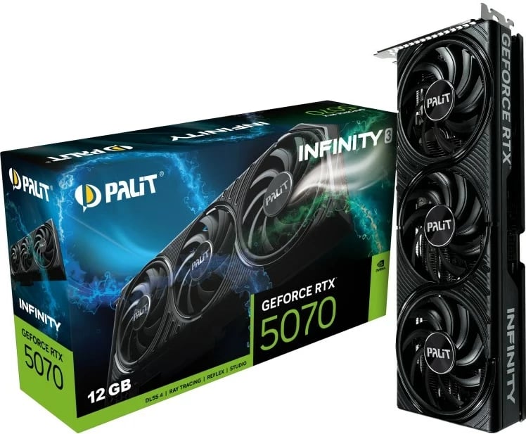 Kartelë grafike Palit GeForce RTX 5070 Infinity 3, 12 GB GDDR7, E zezë