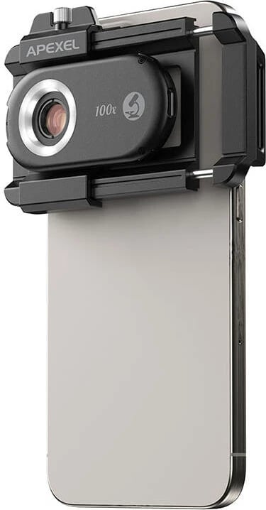 Lente për celular APEXEL APL-MS100, 100x, me ndriçim LED dhe UV