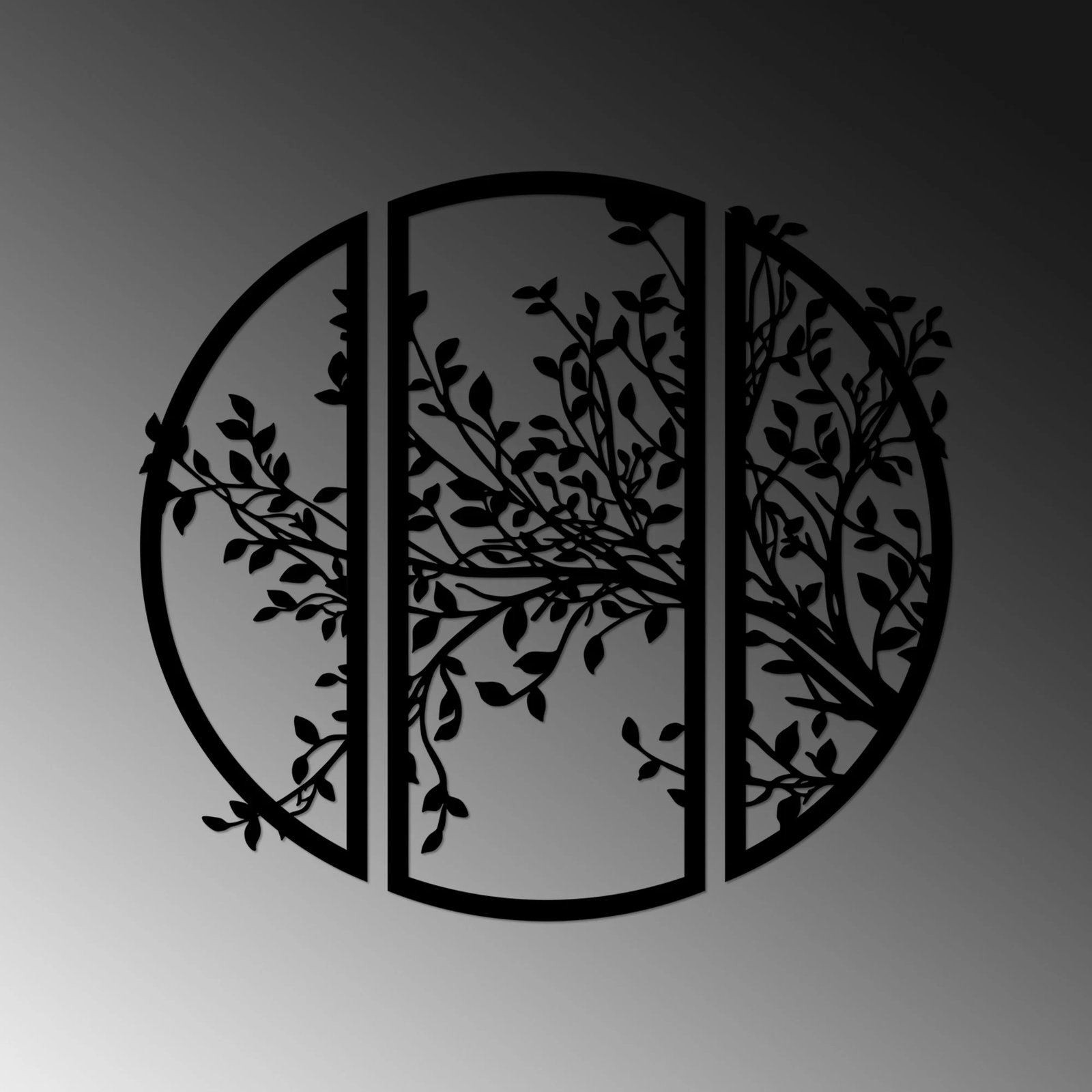 Aksesor dekorativ metalik për mur, lule, Wallity, 56x60cm, i zi