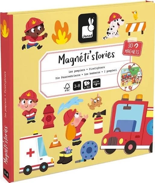 Lojë Edukative me Magnet, Janod, Modeli Strażacy për Fëmijë