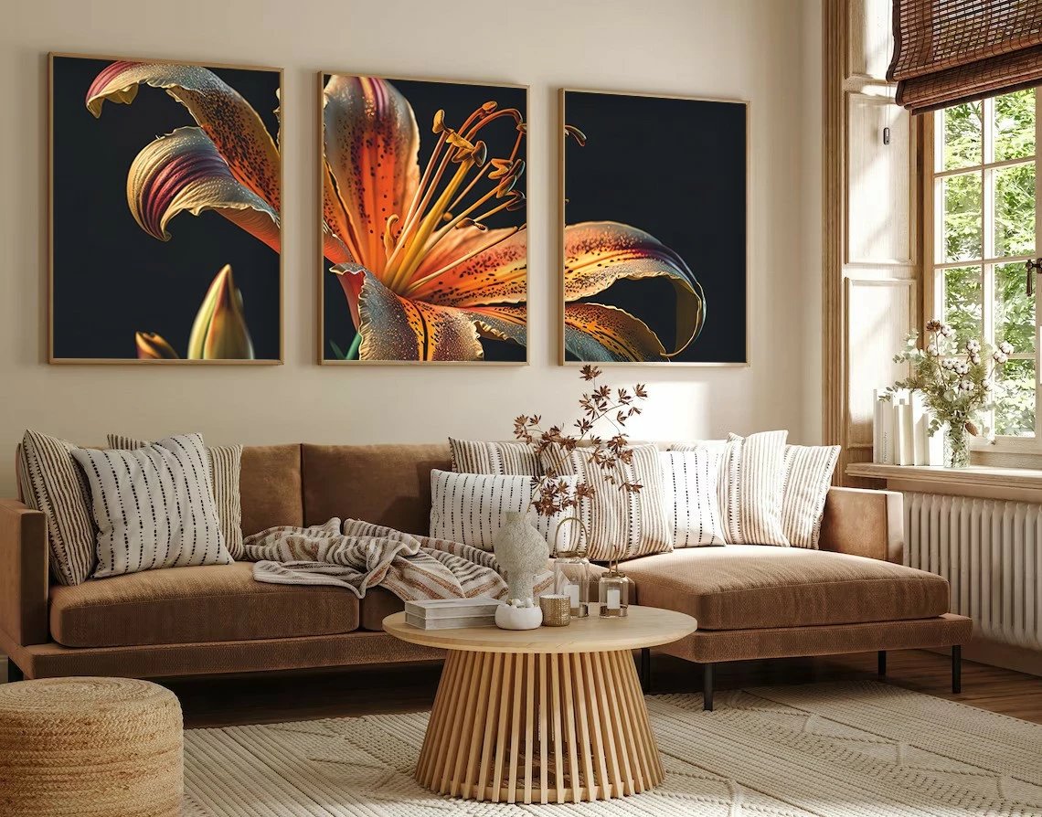 Pikturë dekorative me kornizë, MDF, 3 pjesë, Wallity, Huhu221, 50x70 cm