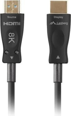 Kabllo HDMI optik Lanberg CA-HDMI-30FB-0100-BK, 10M, HDMI 2.1, 8K, E zezë