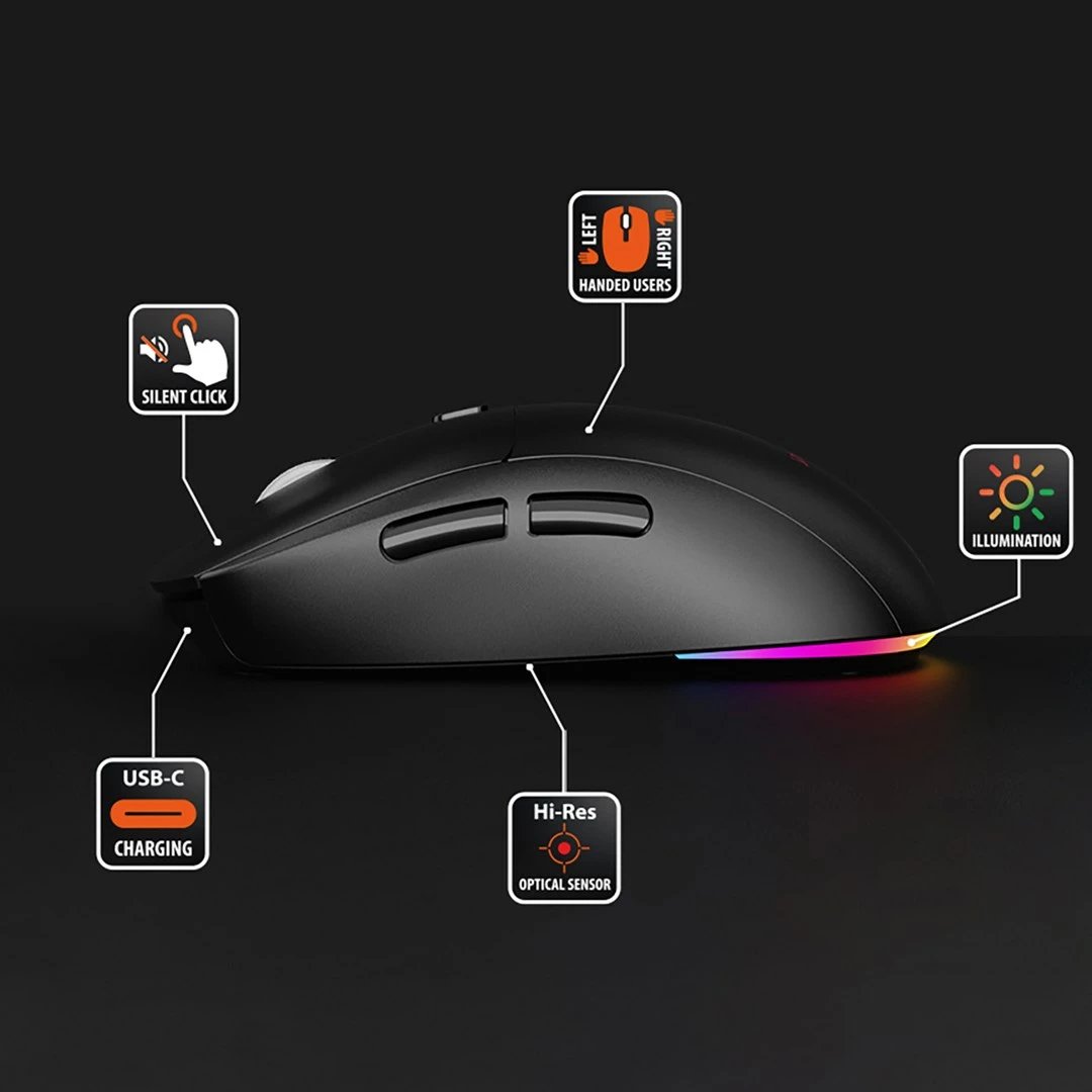 Maus wireless 2-në-1 Media tech MT1124, 3200 DPI, 6 butona, i zi