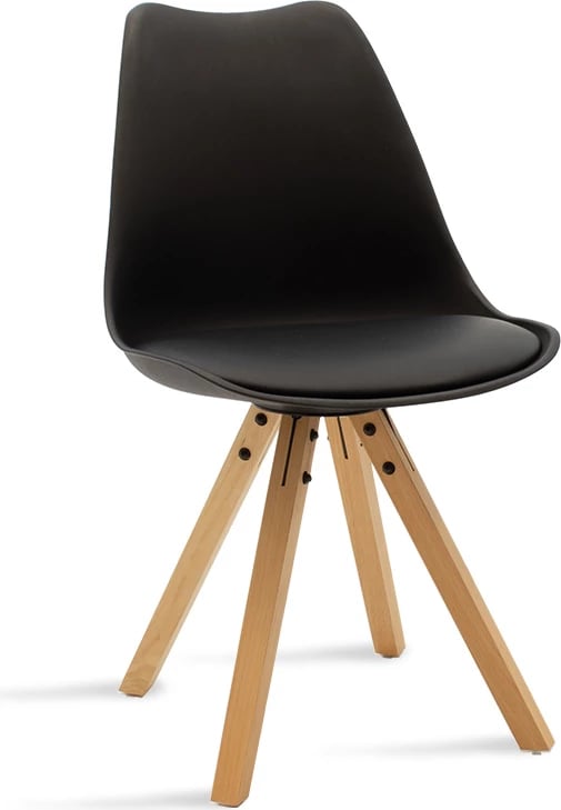 Tavolinë me karrige, ngjyrë e zezë-natyrale, Φ100x75cm, set prej 5 copash