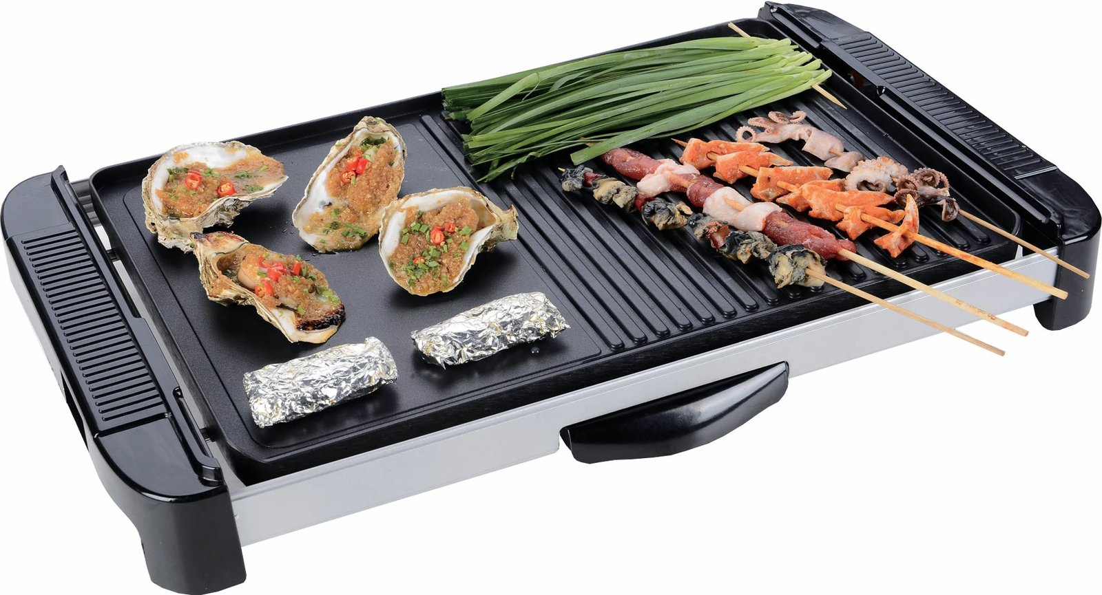 Grill elektrik Elit BQ-18 1800W, sipërfaqe XL 48×31.5 cm, dy pllaka, sipërfaqe jo-ngjitëse, rregullim automatik temperature