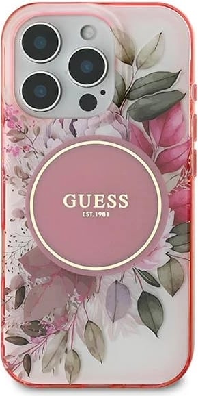 Mbështjellës Guess IML Flower & Tonal Circle MagSafe për iPhone 16 Pro Max, Rozë Mbështjellës Guess IML Flower & Tonal Circle MagSafe për iPhone 16 Pro Max, Rozë