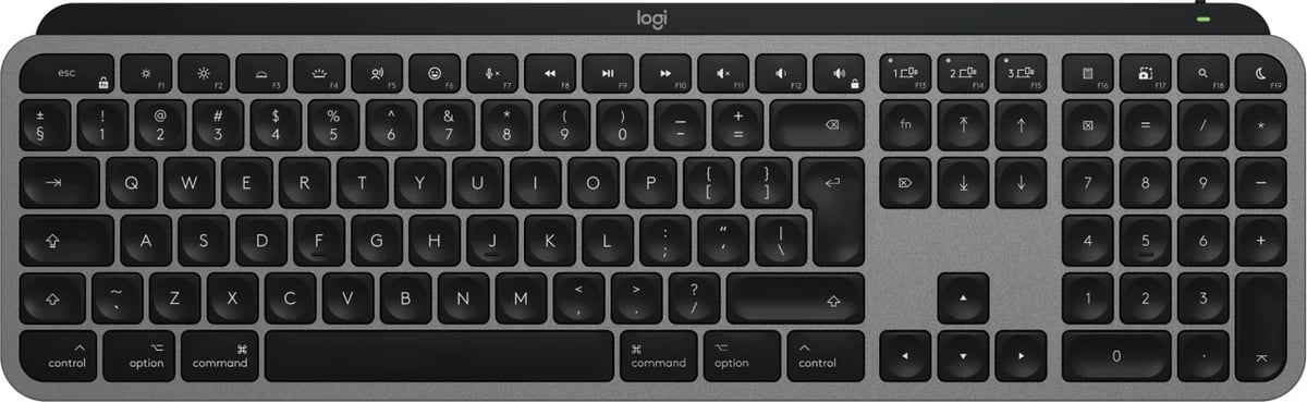 Tastierë, Logitech MX Keys S për Mac 920-011637, layout US-International, madhësi standarde, gri e errët