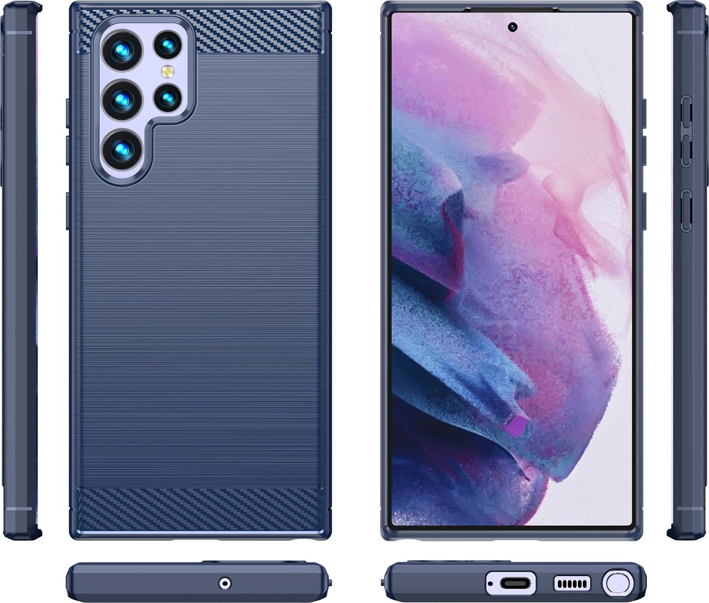 Mbështjellës Hurtel Carbon Case për Samsung Galaxy S23 Ultra, TPU, Blu