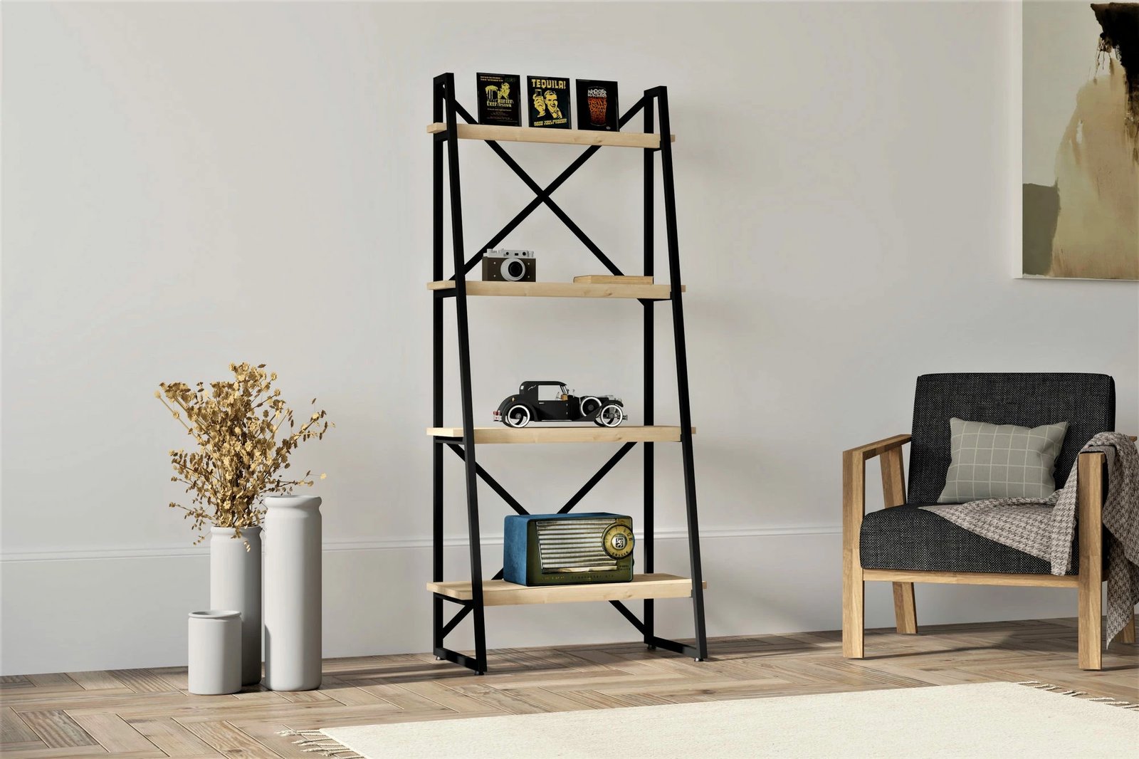 Raft librash Hanah Home, Alaro, ngjyrë safir dhe e zezë