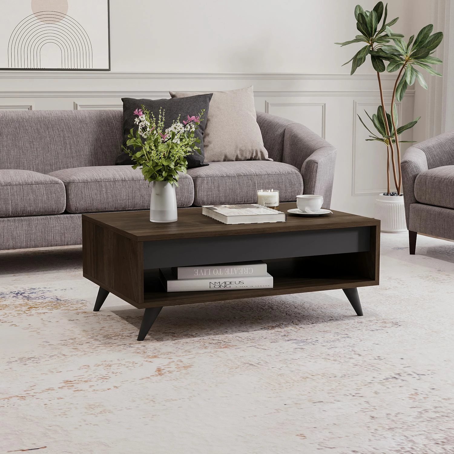 Tavolinë kafeje Skye Decor, Century, ngjyrë arre