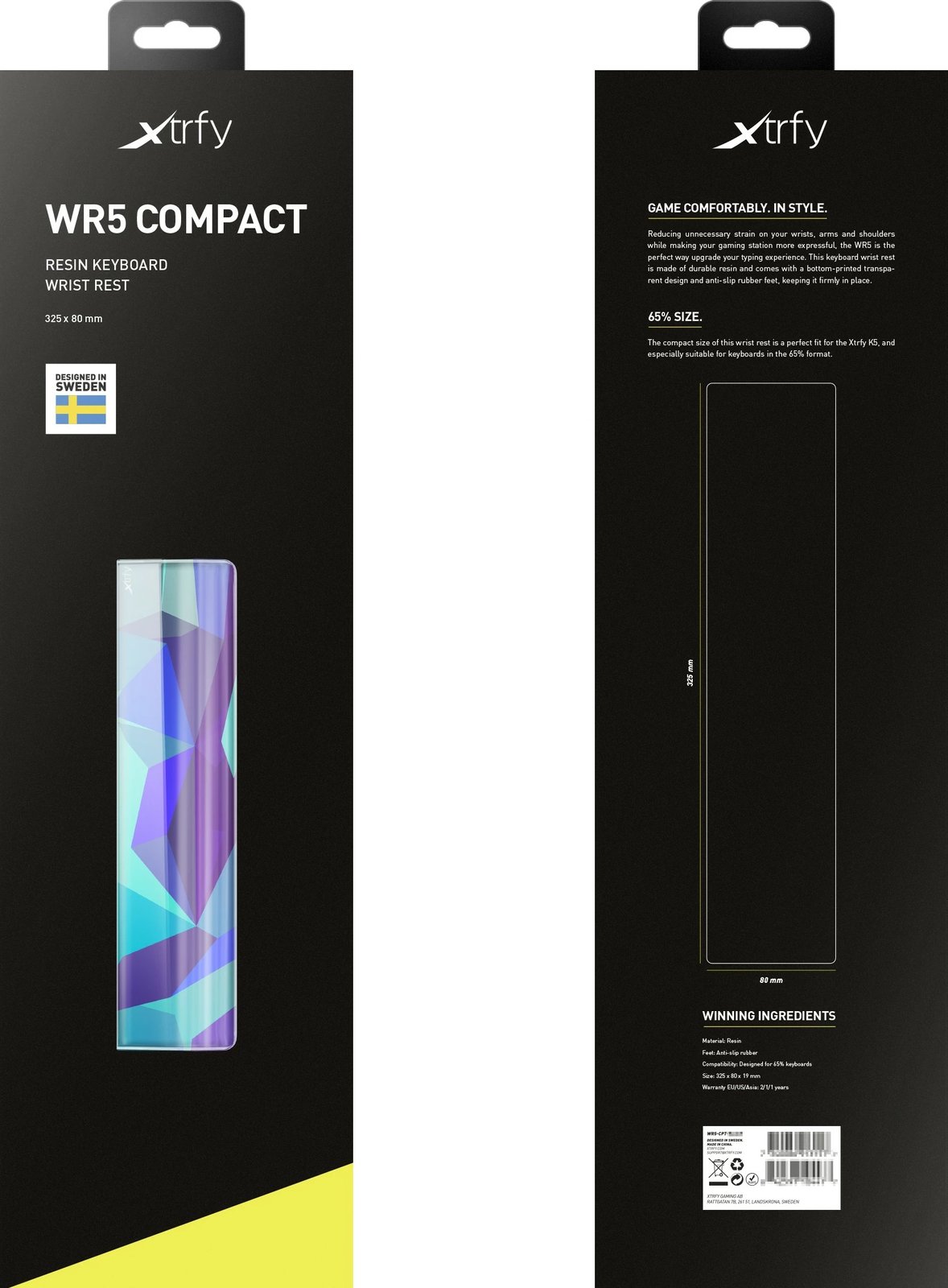 Mbështetëse dore Cherry XTRFY WR5 Compact Litus, Resin, 325 mm, 80 mm, 19 mm
