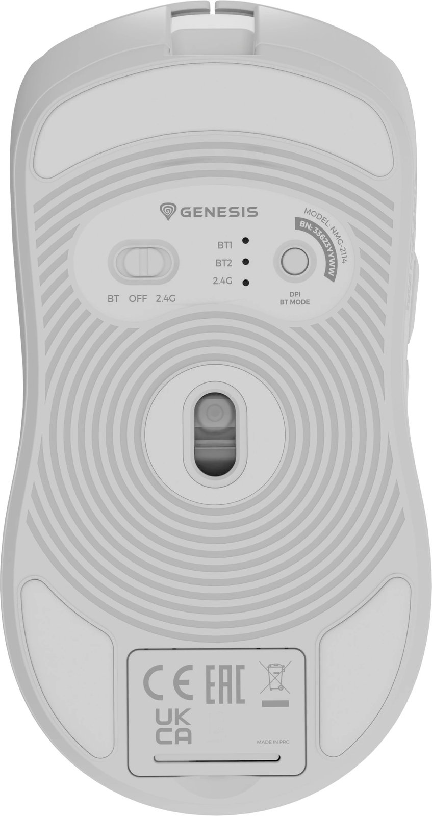 Maus gaming Genesis Zircon 500, wireless, 10000 DPI, i bardhë