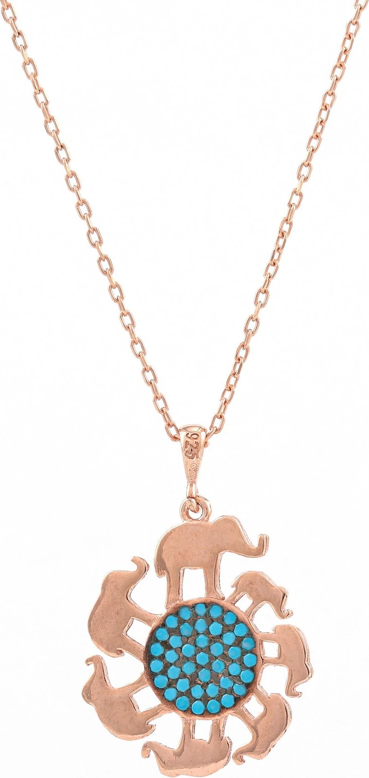 Qafore argjendi Jumeon, ngjyrë ari rozë dhe kaltër, 11043ROS