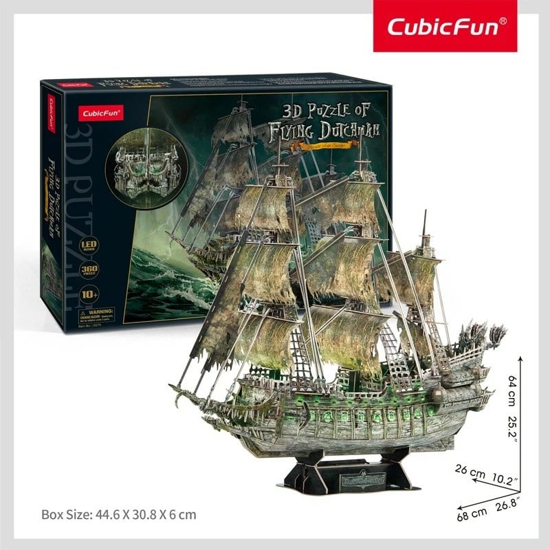 Puzzle 3D Cubic Fun Flying Dutchman me LED, 360 pjesë