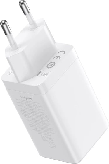 Karikues muri Baseus GaN5 Pro, 65W, 2x USB-C, 1x USB-A, me kabllo USB-C, Bardhë