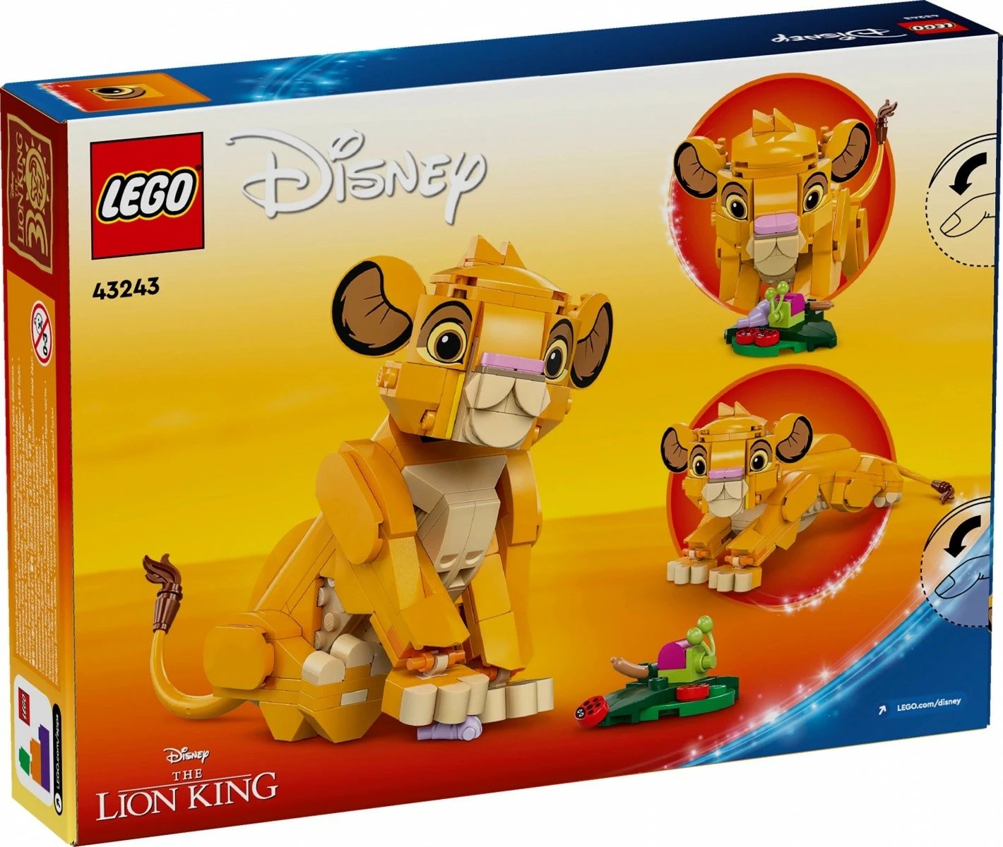 Set ndërtimi LEGO Disney Lion King 43243, Simba, 222 pjesë, e verdhë
