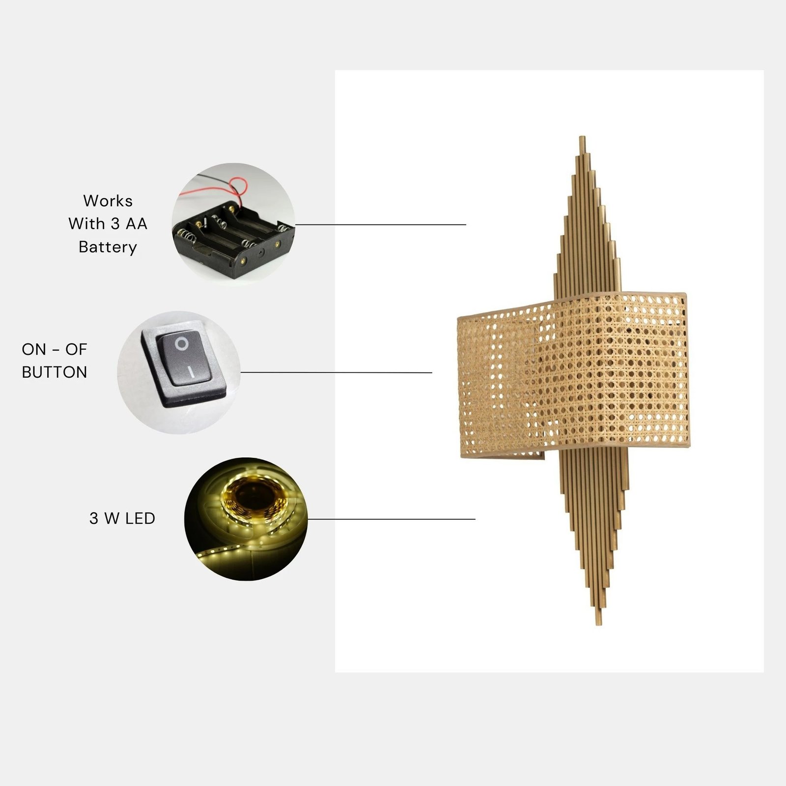 Llambë muri Opviq, Hande - 8766-5P, ngjyrë ari dhe bezhë