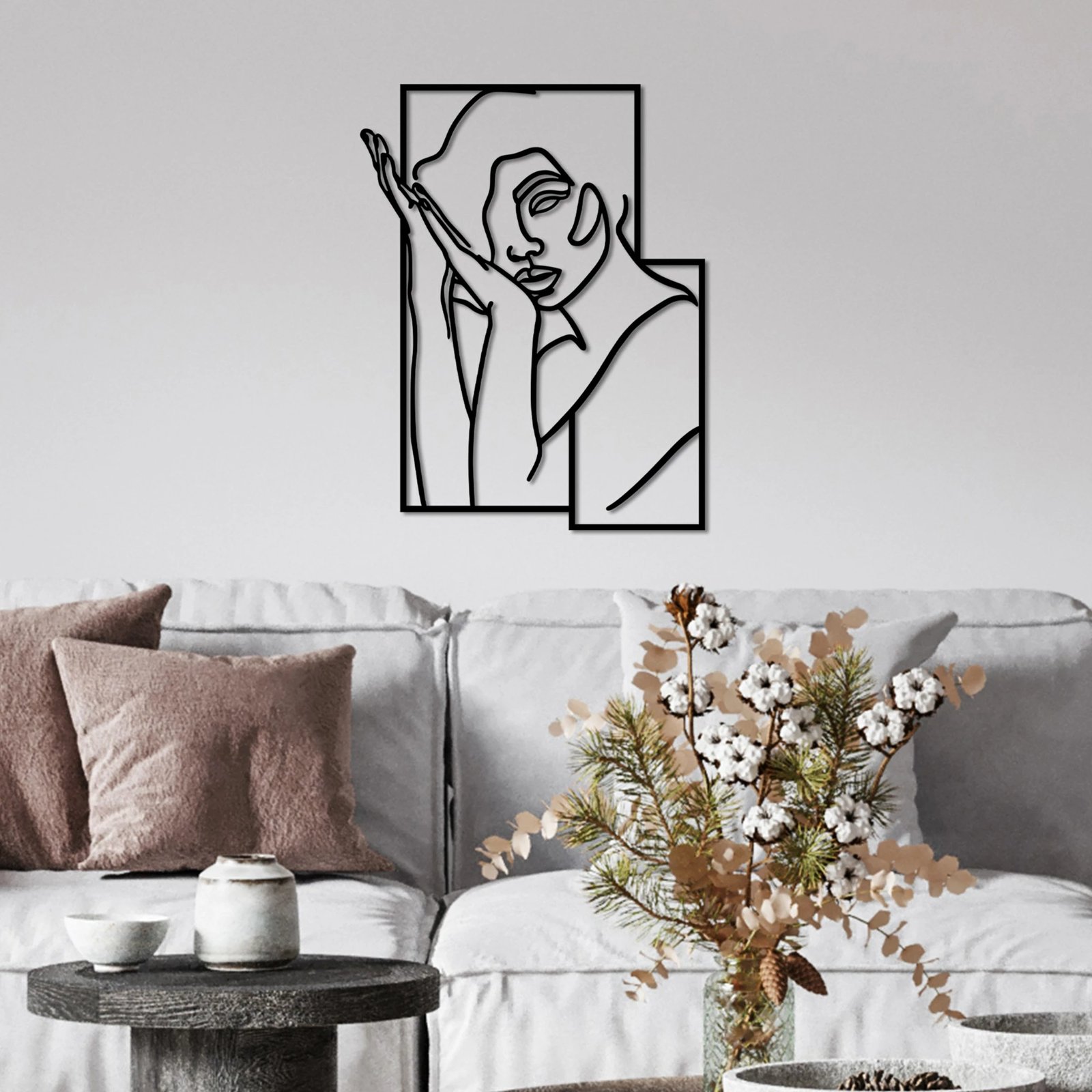 Aksesor dekorativ metalik për mur, Wallity, grua 2 - M