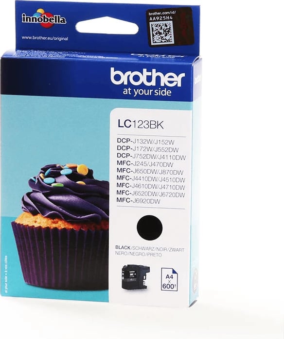 Kartush bojë, Brother, LC123BK, 11 ml, deri 600 faqe, standard, e zezë